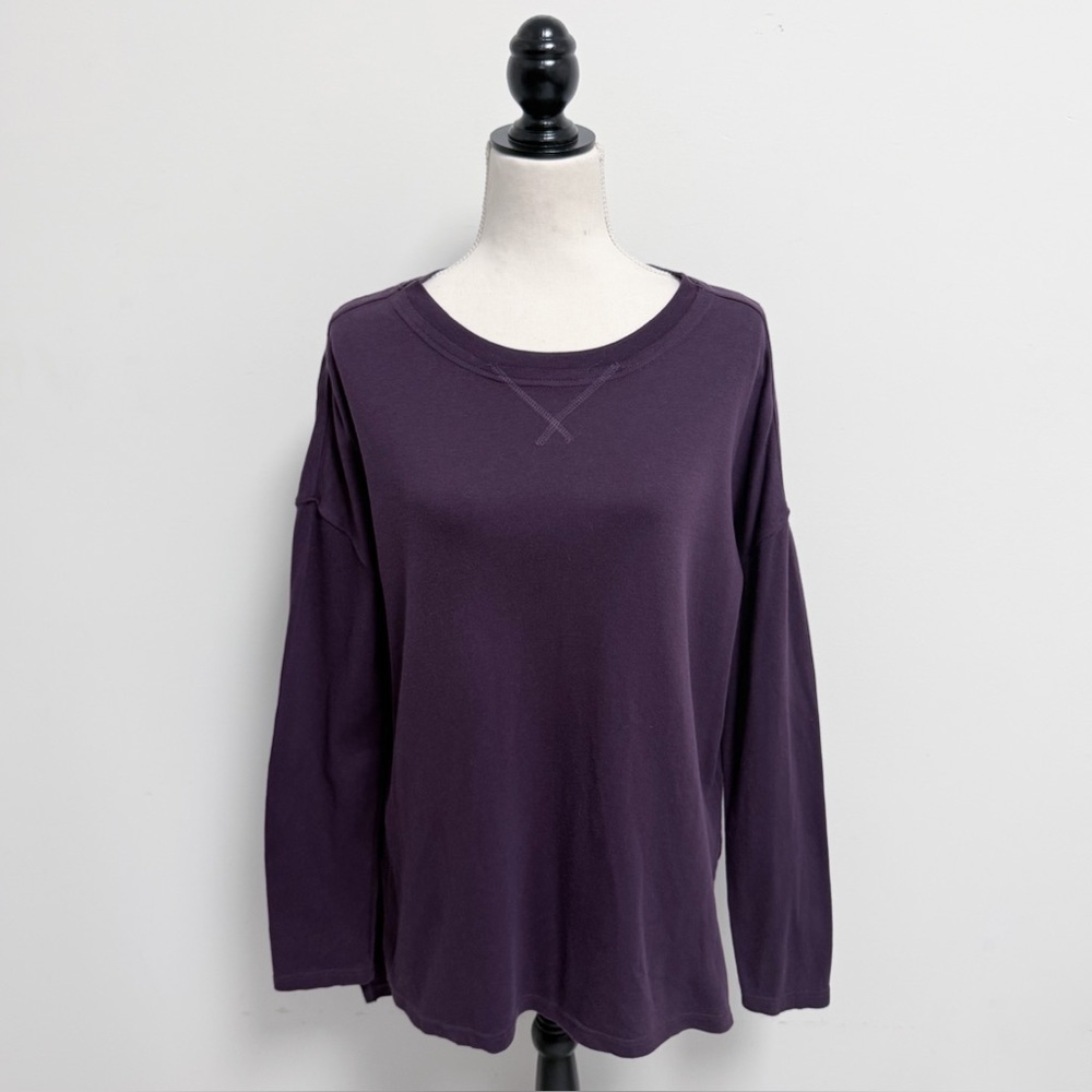 Pact Purple Long Sleeve Round Neck Organic Cotton Hi Lo Oversized Tunic Small